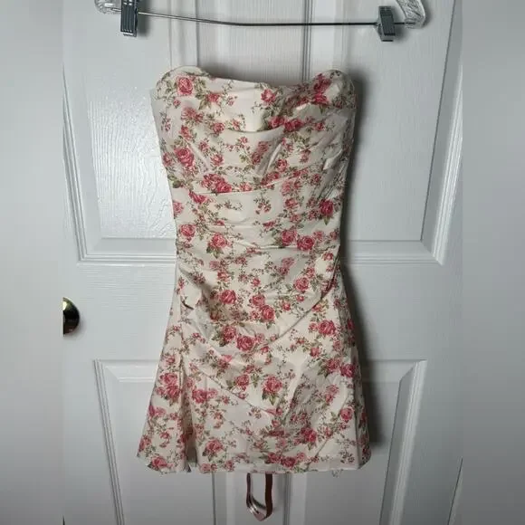 House of CB Jasmine Rose Print Draped Corset Dress XS - Picture 3 of 13